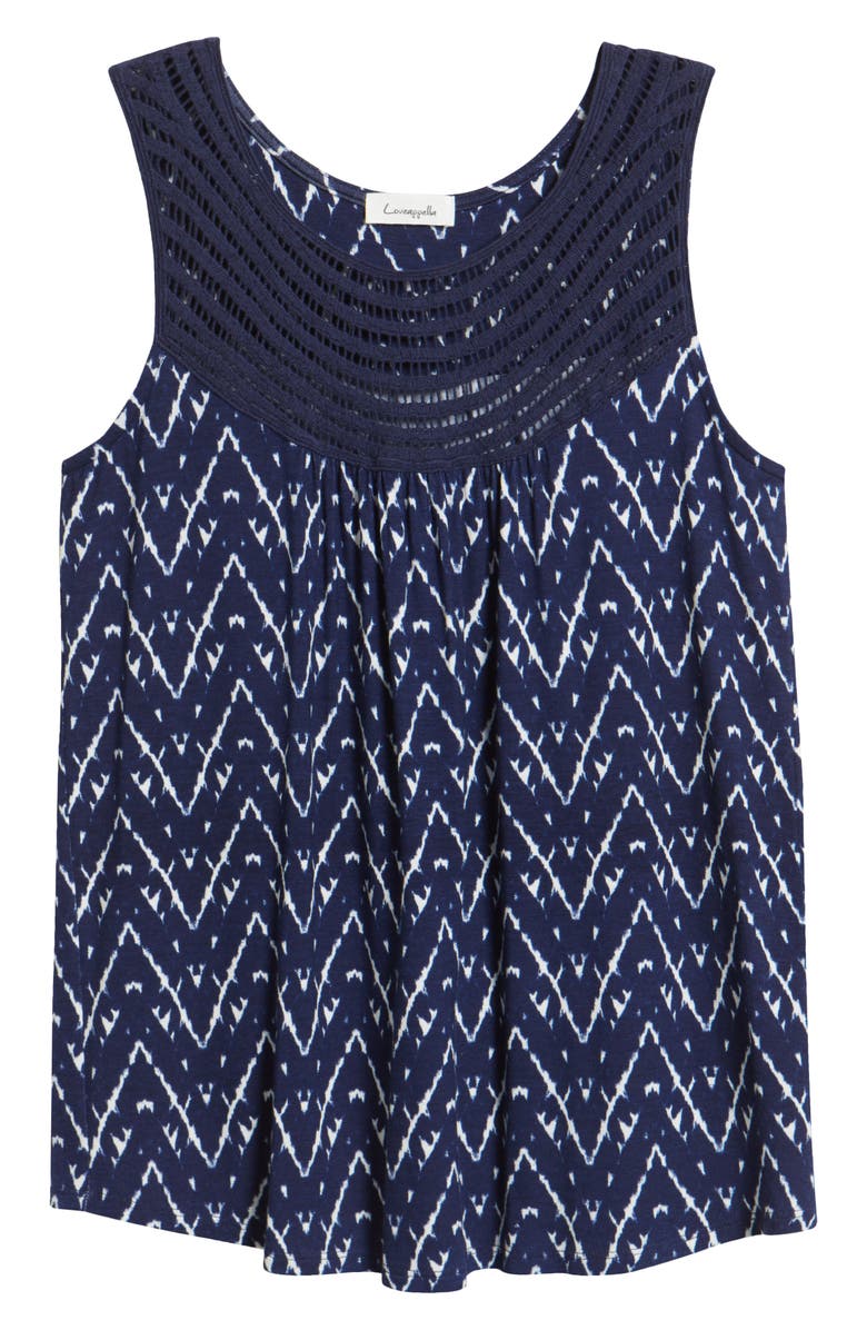Loveappella Lattice Yoke Swing Tank, Alternate, color, Navy