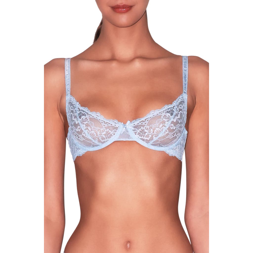 Fleur Du Mal Bianca Lace Underwire Balconette Bra In Gray