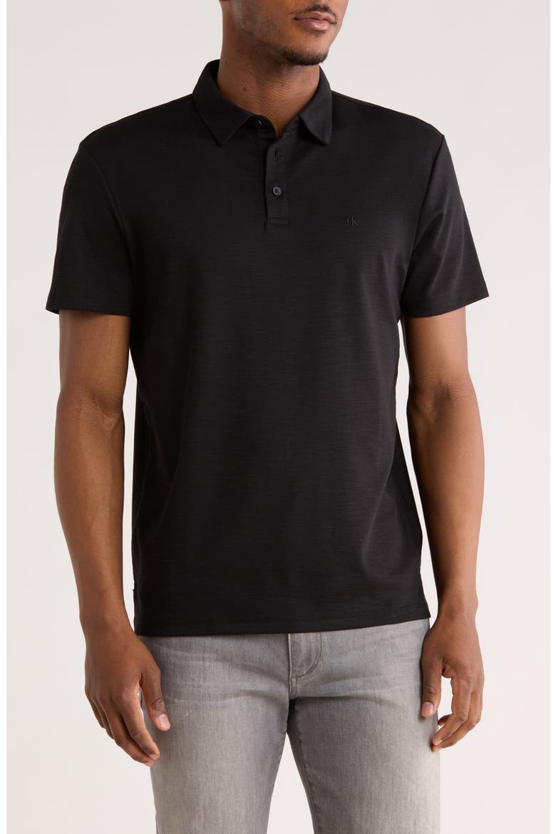 Classic Fit Embroidered Slub Knit Polo, Main, color, BLACK