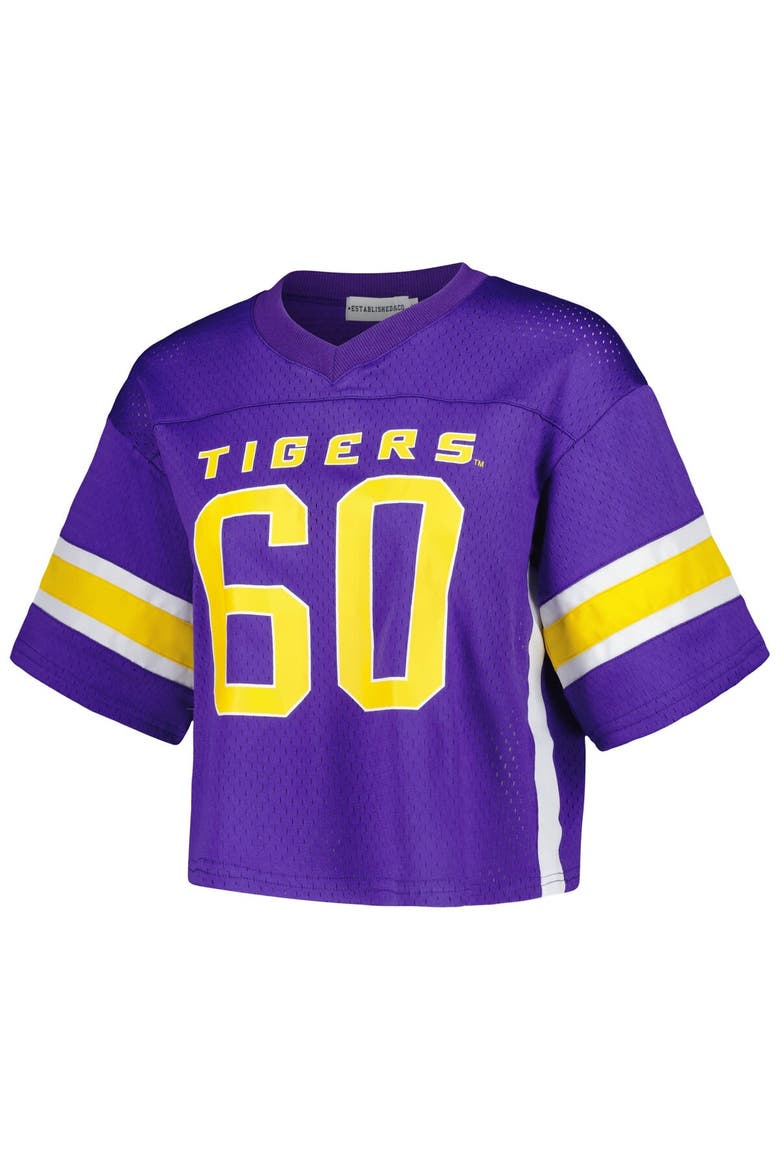 Women's Established & Co. Purple LSU Tigers Fashion Boxy Cropped Football Jersey, Alternate, color, Purple