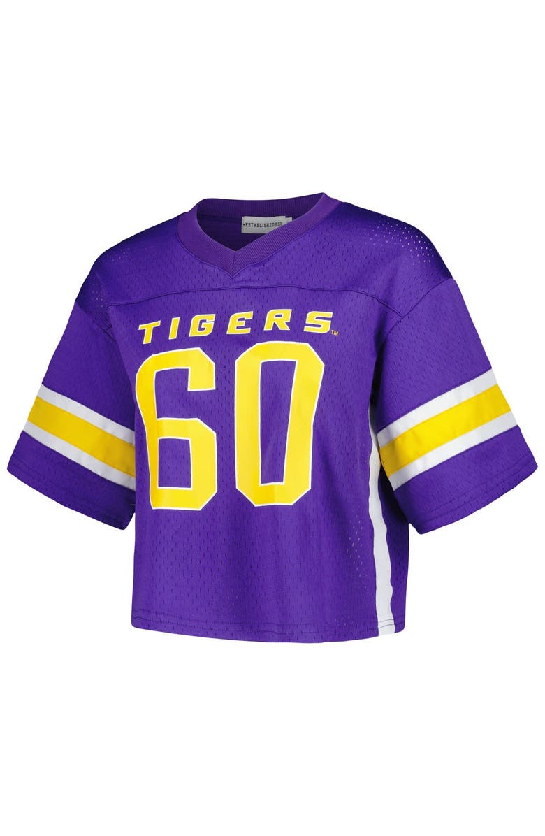 Established & Co. Women's Established & Co. Purple LSU Tigers Fashion Boxy Cropped Football Jersey, Alternate, color, Purple