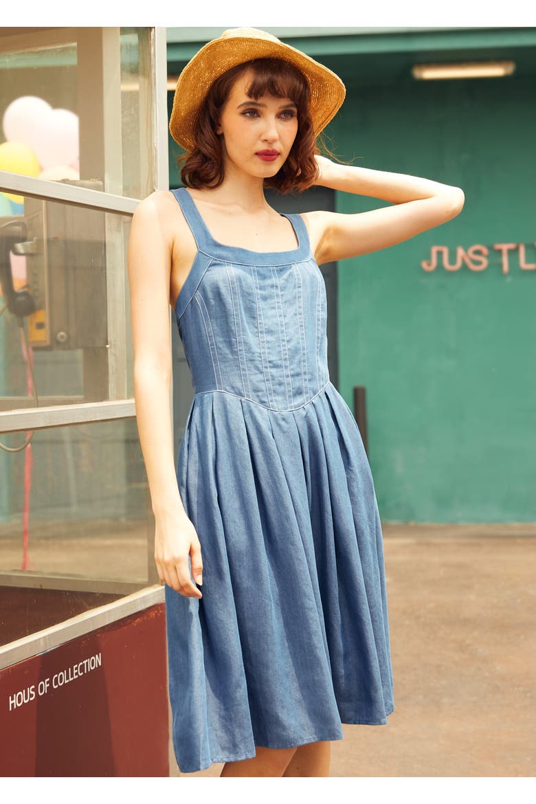Meet Me on Main Street Chambray Dress, Alternate, color, Vintage Blue