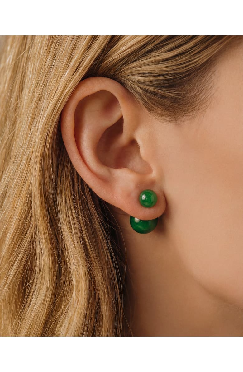 seree Orbit Duo Double ended jade stone stud earrings, Alternate, color, Bright Green