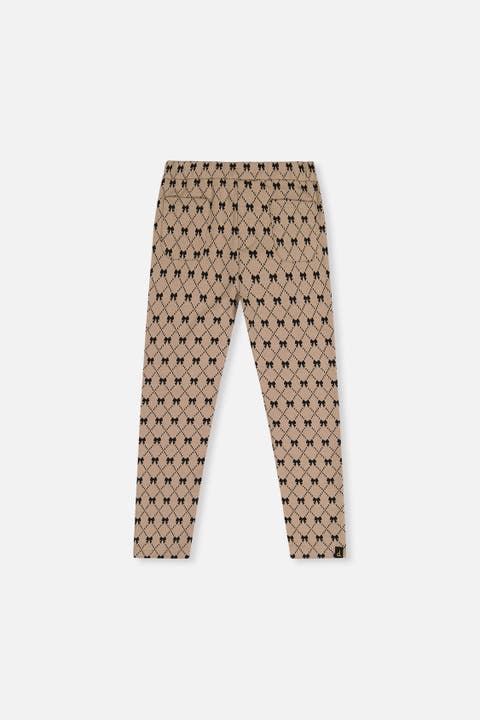 Bow Tie Jacquard Elastic Waist Treggings