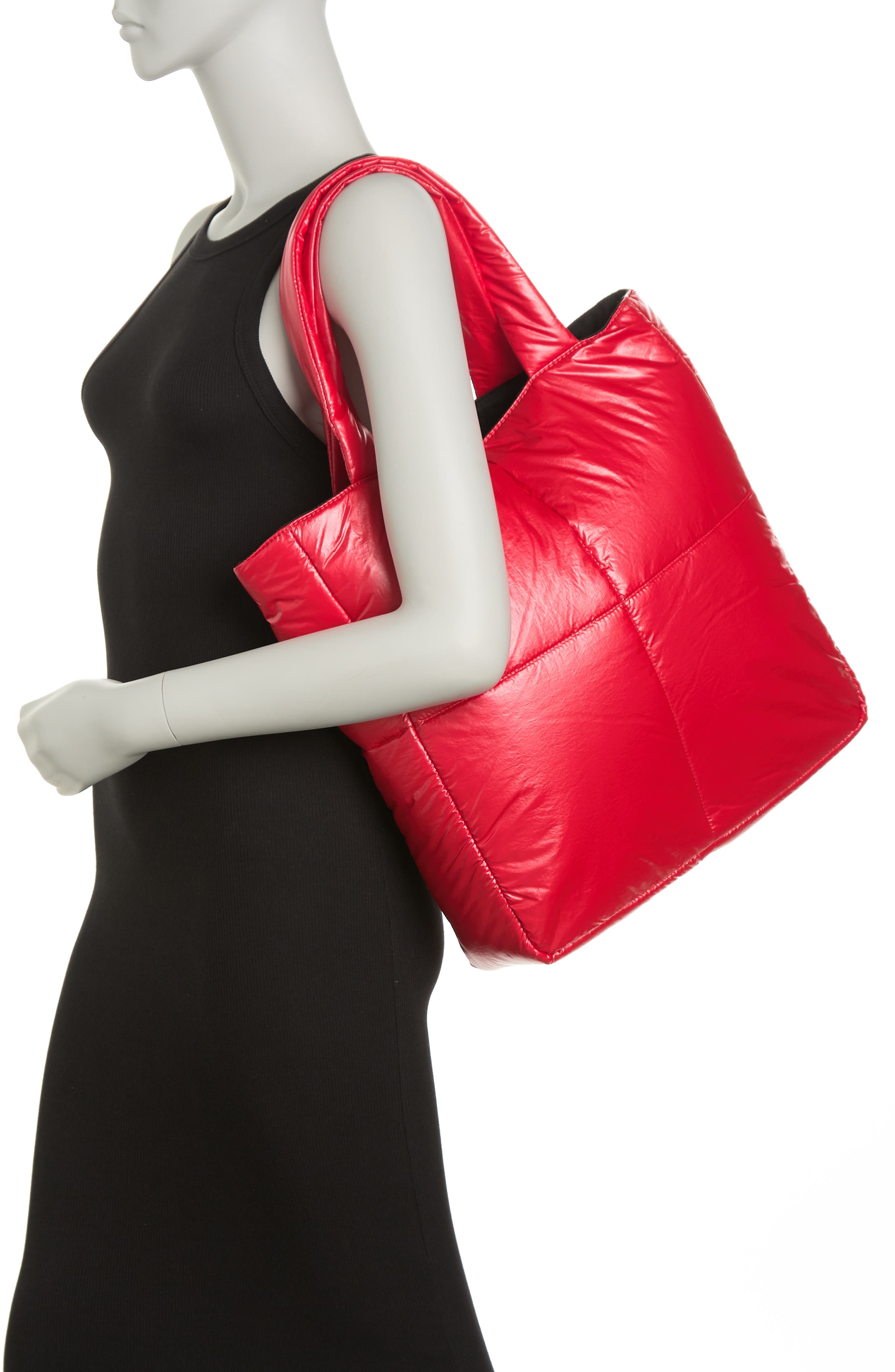 Circus by Sam Edelman Gwen Quilted Puffer Tote Bag, Alternate, color, FIREY RED