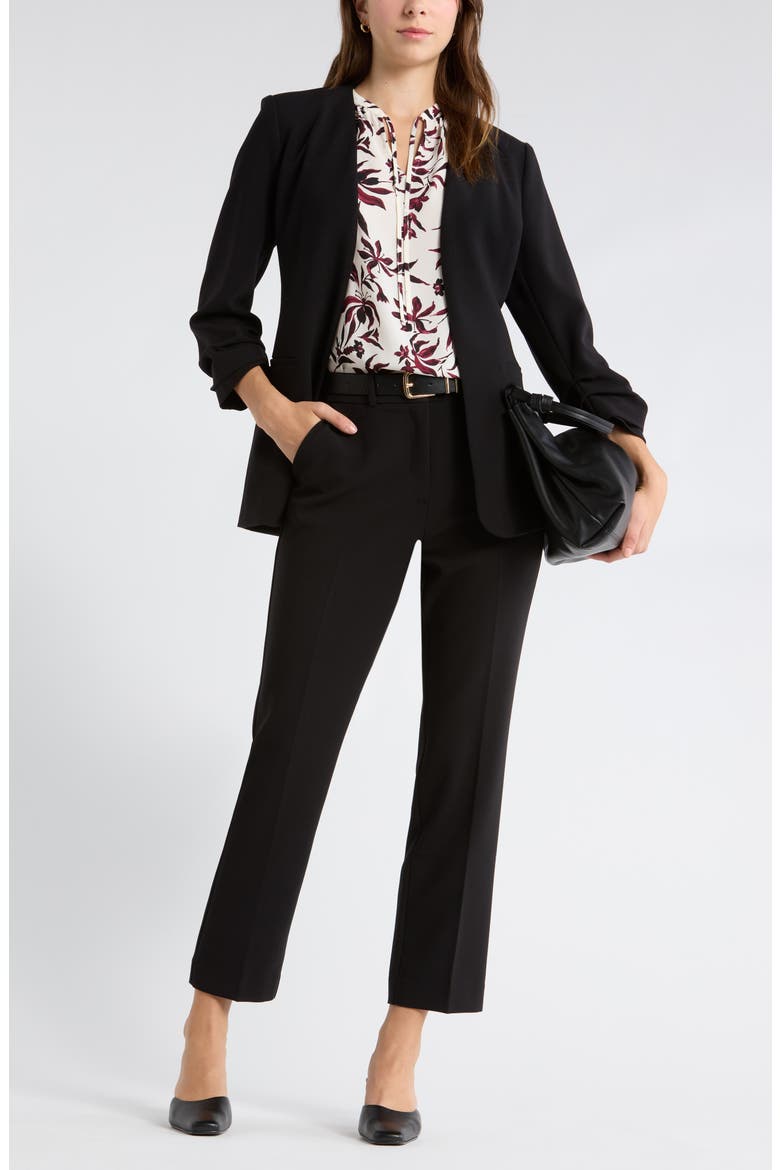 Slim Cinched Sleeve Blazer, Main, color, BLACK