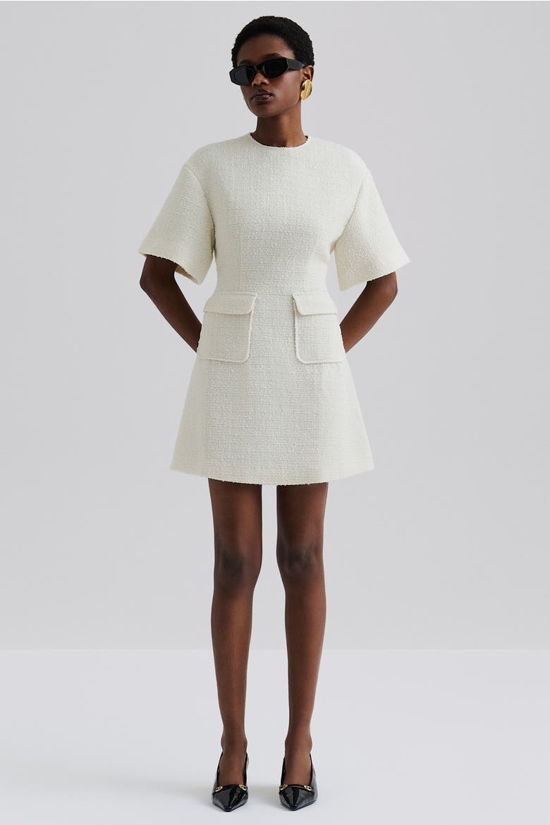 Rayna Boucle Short Sleeve Mini Dress, Main, color, Vanilla