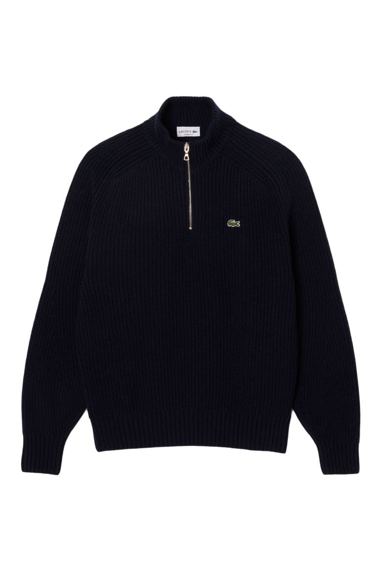 Classic Fit Quarter Zip Wool Rib Sweater, Alternate, color, NAVY BLUE