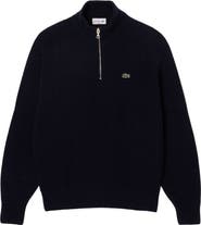 Lacoste Classic Fit Quarter Zip Wool Rib Sweater