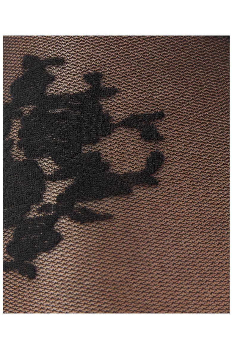 Floral Jacquard Tights, Alternate, color, BLACK