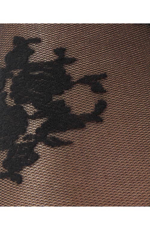 Mango Floral Jacquard Tights In Black