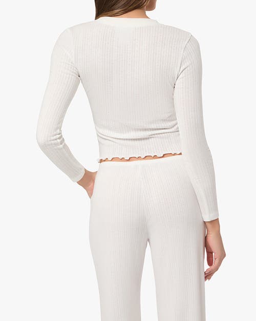 Weworewhat Long Sleeve Pointelle Pajama Top In White In Ivory