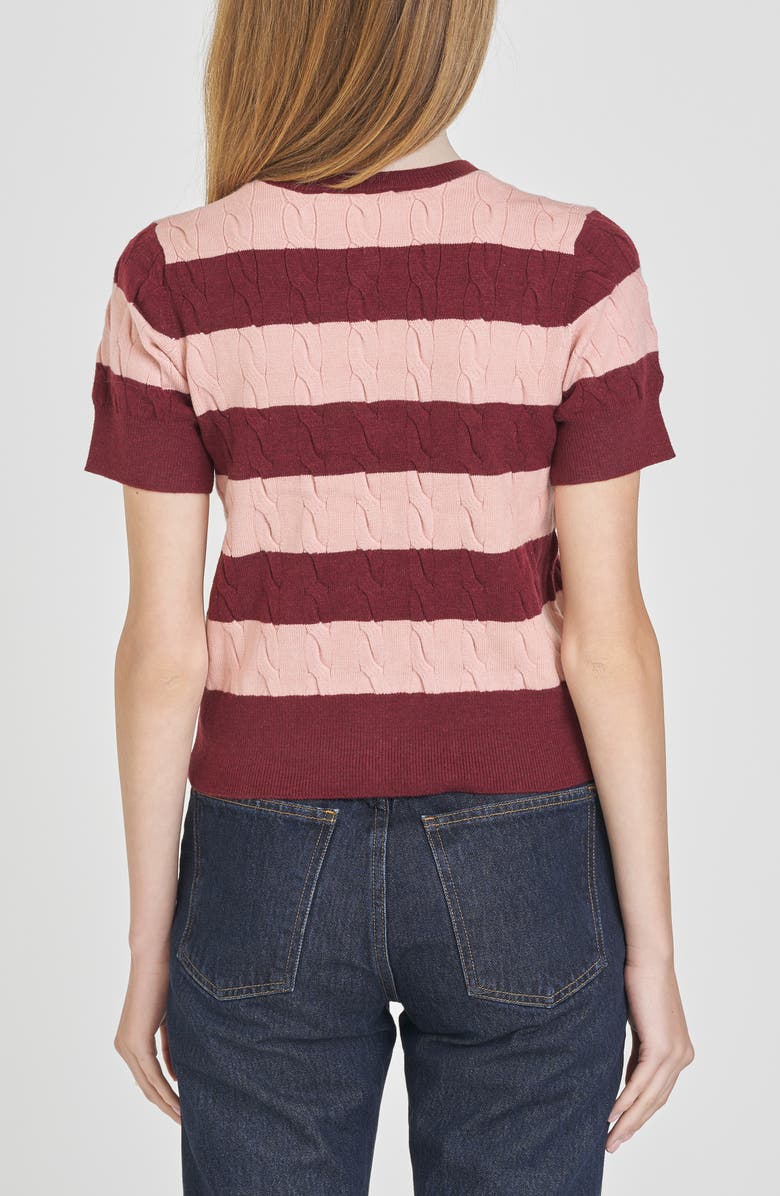 WAYF Lucille Stripe Cable Cardigan, Alternate, color, Pink Stripe