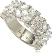 SUZY LEVIAN Multicut Cubic Zirconia Floral Eternity Ring