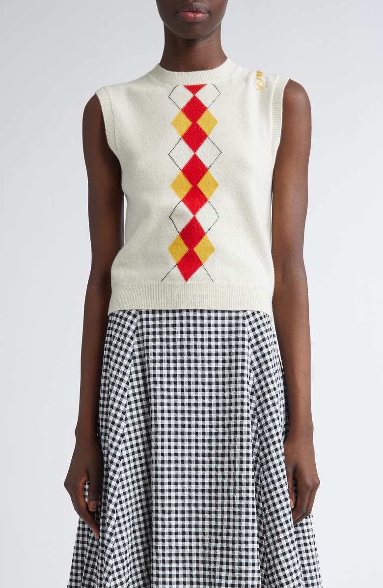 Marni Argyle Sleeveless Wool Sweater, Main, color,