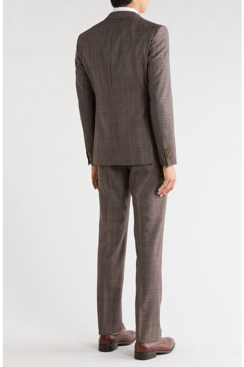 Plaid Wool Blend Suit, Alternate, color, BROWN