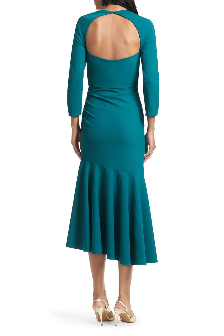 Sharlize Long Sleeve Stretch Crepe Dress, Alternate, color, STORM GREEN
