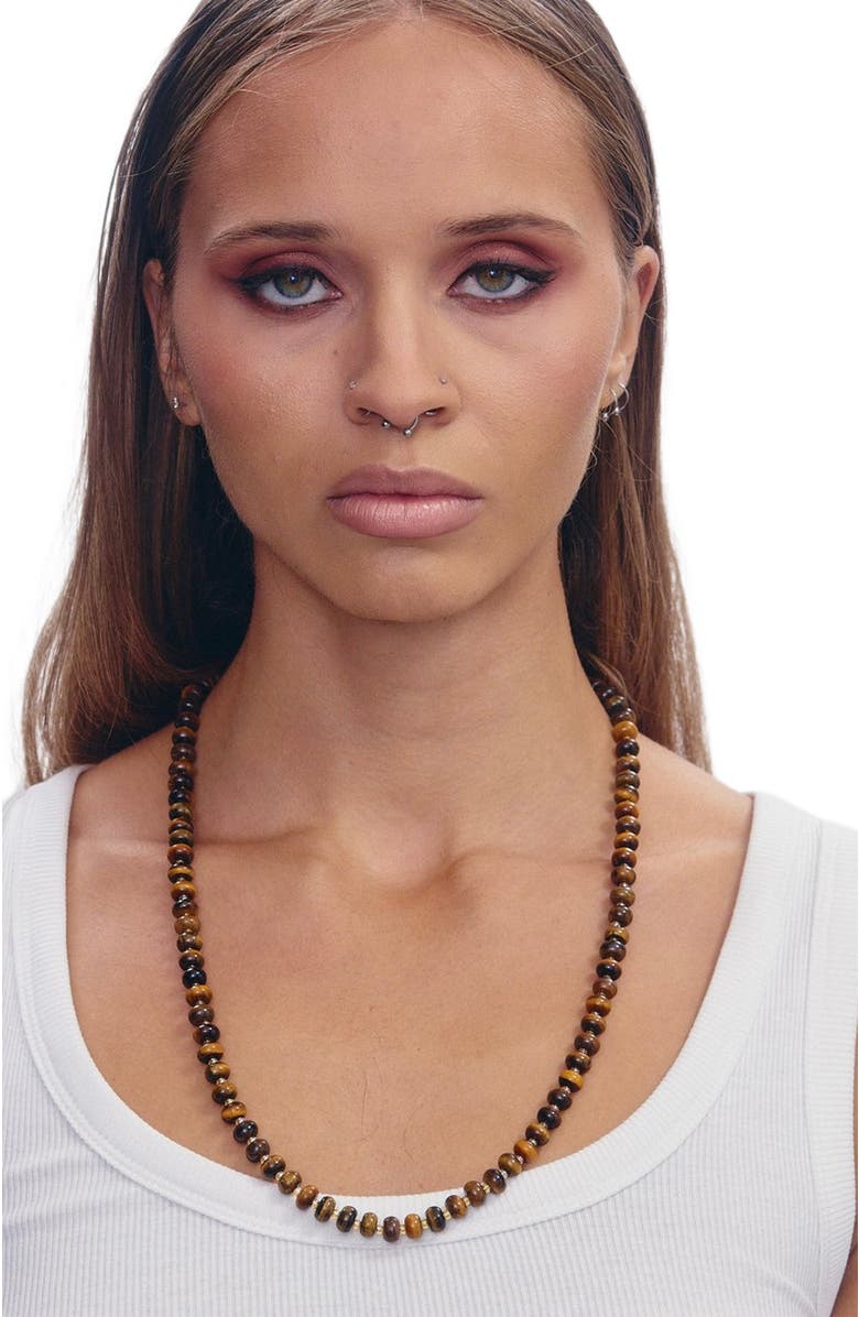 SHOP SPICY DAN Garth Tiger Eye Gold Plated Necklace, Alternate, color, Brown