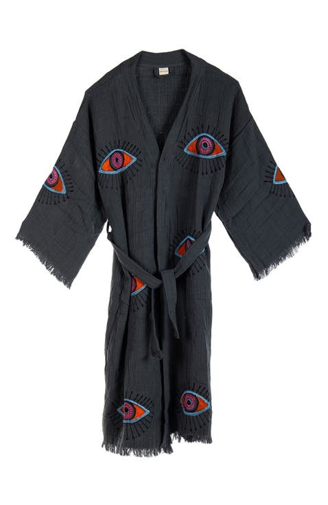 Aria Evil Eye Handmade Cotton Robe Cover-Up