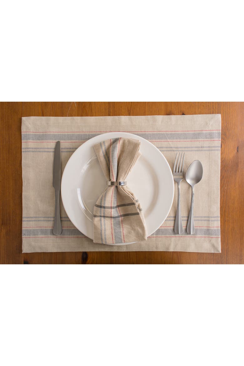 French Stripe Placemat Set/6, Alternate, color, Gray