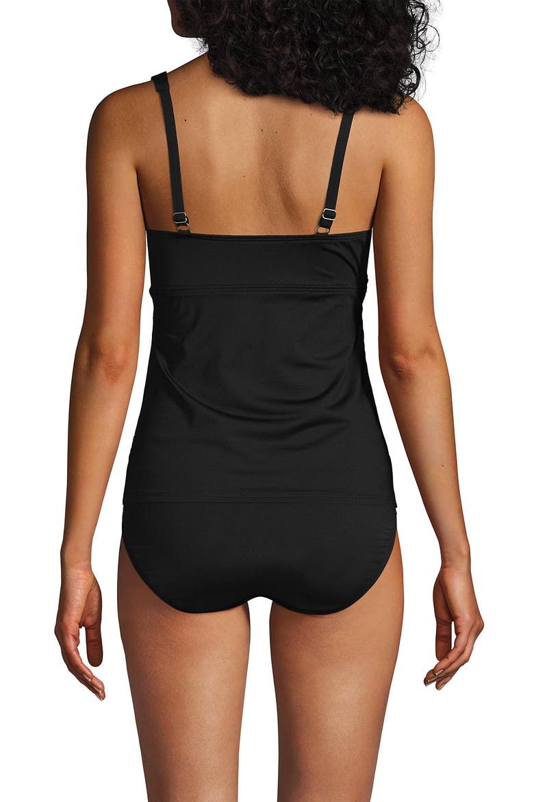 D-Cup V-Neck Wrap Underwire Tankini Swimsuit Top, Alternate, color, Black