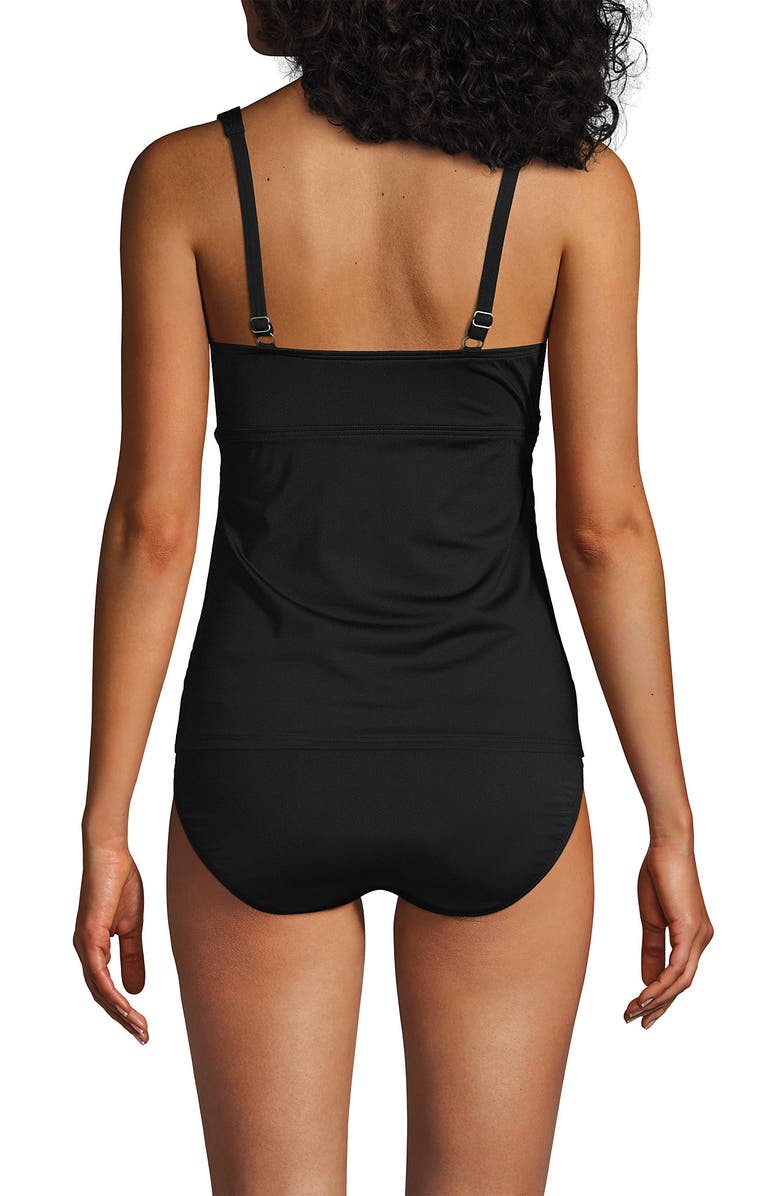 Lands' End Plus Size DD-Cup V-Neck Underwire Tankini Swimsuit Top, Alternate, color, Black
