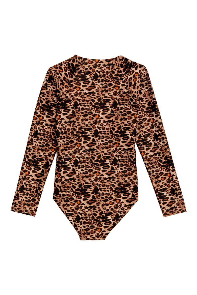 Kids' Cindy Long Sleeve One-Piece Rashguard Swimsuit, Alternate, color, BROWN