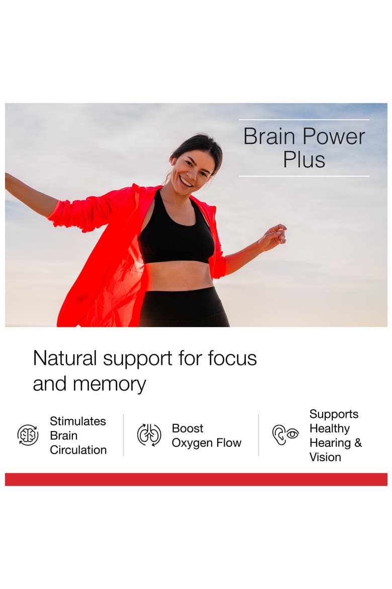 Brain Formula Supplement for Clear Thinking, Focus, Healthy Eyesight and Hearing Support, Plant-Based Ingredients, Gluten-Free, Alternate, color, Brown