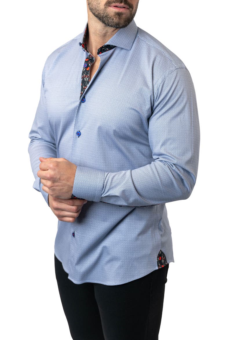 Einstein Stretchparallel 96 Blue Contemporary Fit Button-Up Shirt, Alternate, color, BLUE