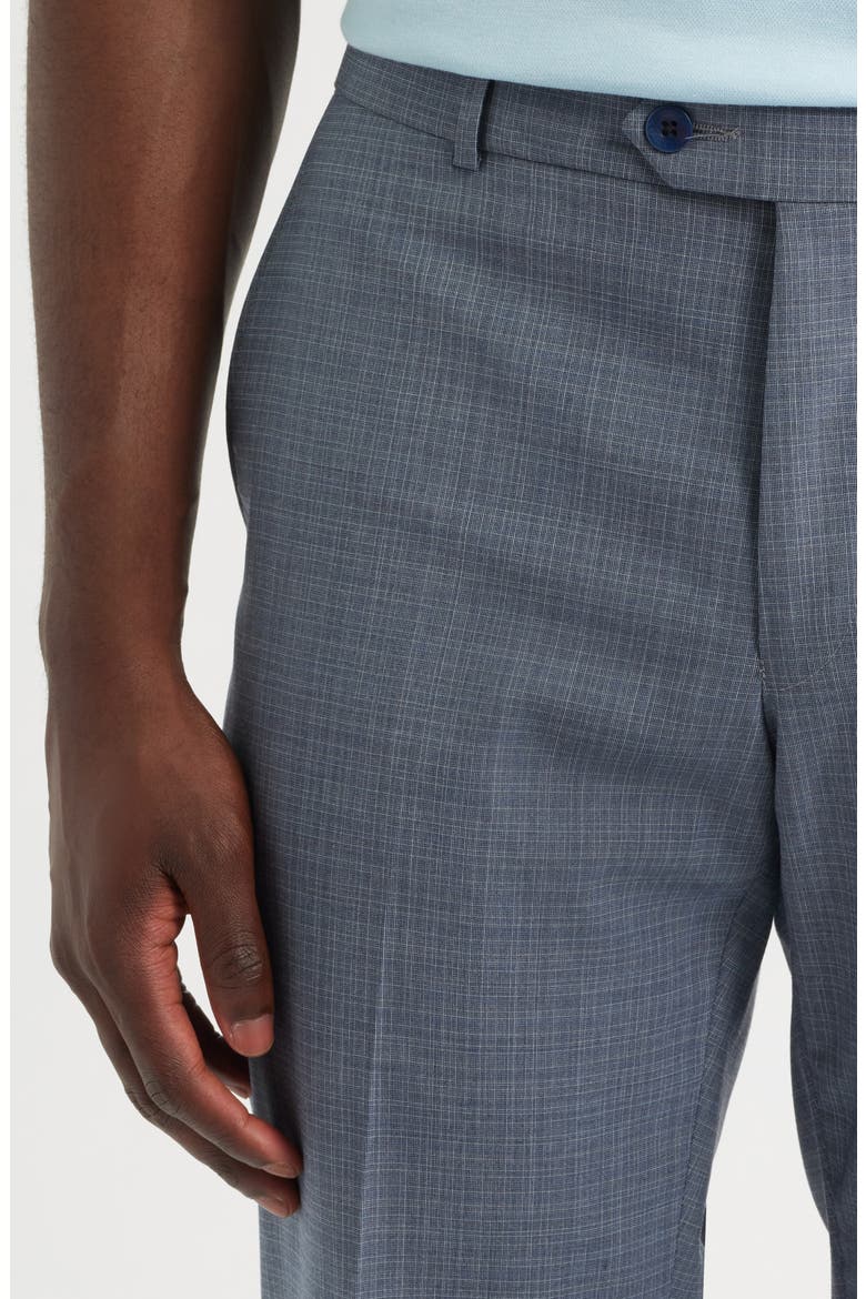 Luxury Performance Flat Front Multiscreen Check Dress Pants, Alternate, color, BLUE