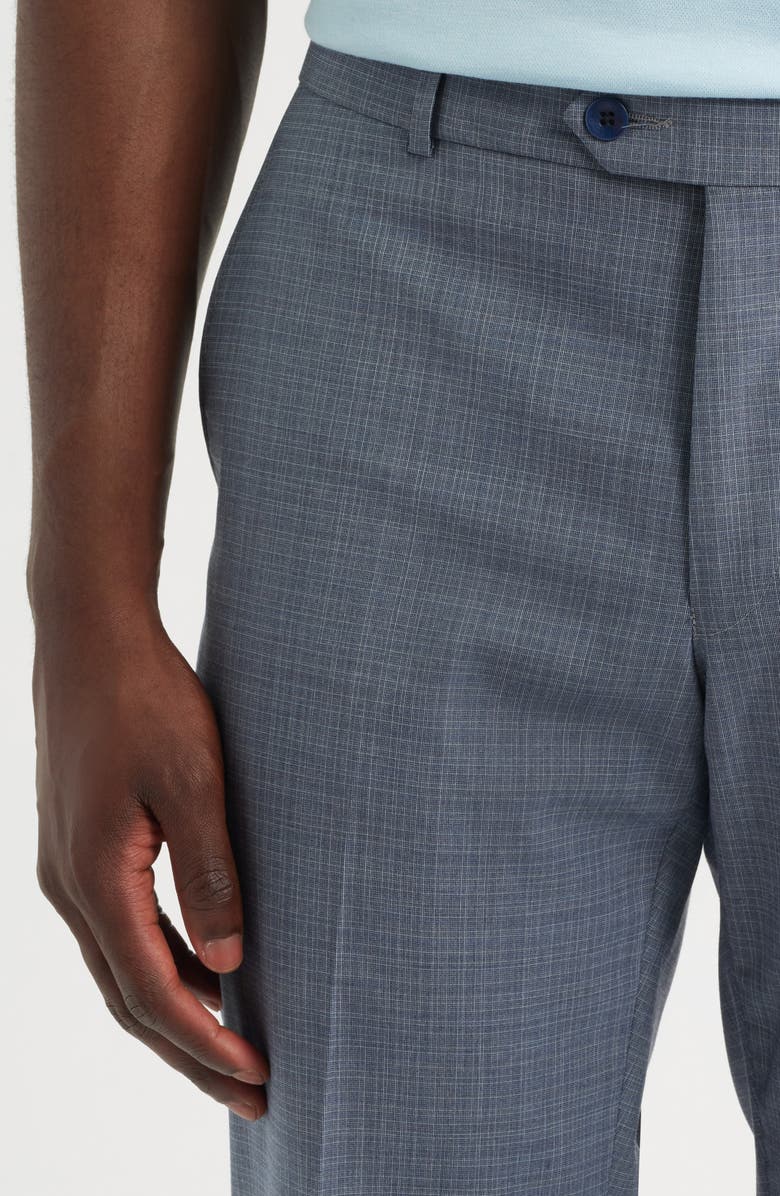 Berle Luxury Performance Flat Front Multiscreen Check Dress Pants, Alternate, color, Blue
