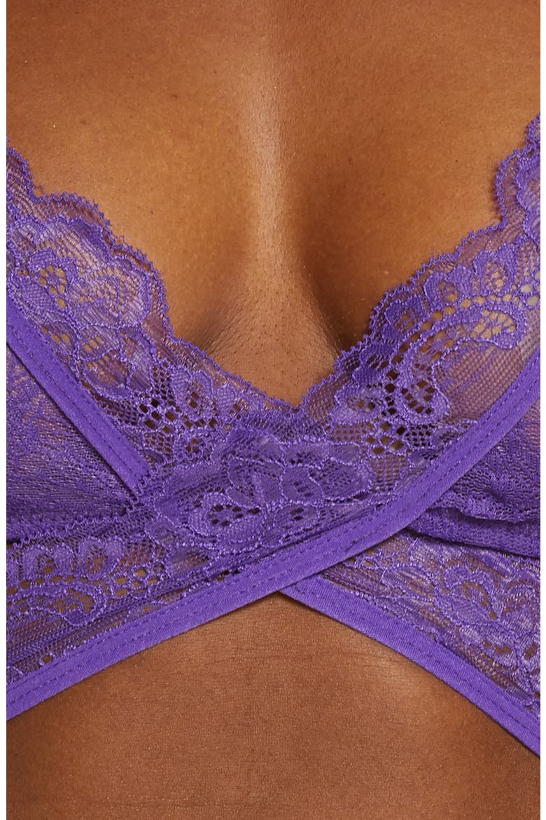 Charlena Crossover Halter Bralette & High Waist Panties Set, Alternate, color, TILLANDSIA PURPLE