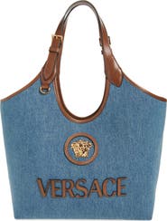 Versace Medium La Medusa Denim Tote