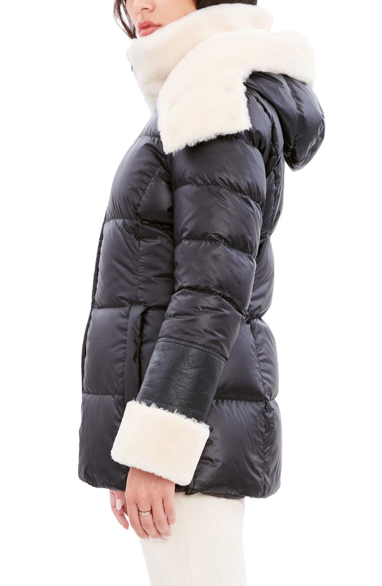 Dawn Levy Puffer Jacket with Genuine Shearling Trim, Alternate, color,