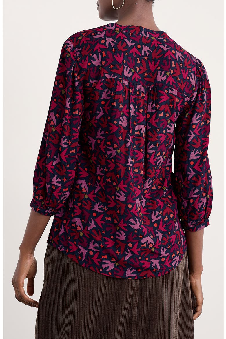 Willow Path Bird Print Popover Top, Alternate, color, PAPER BIRDS JAM