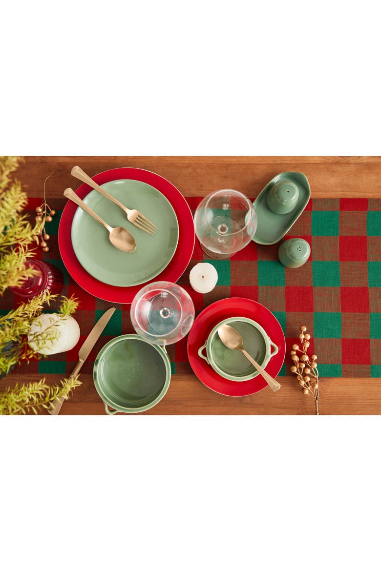 Linen Table Runner - Buffalo Check, Alternate, color, Red and Green