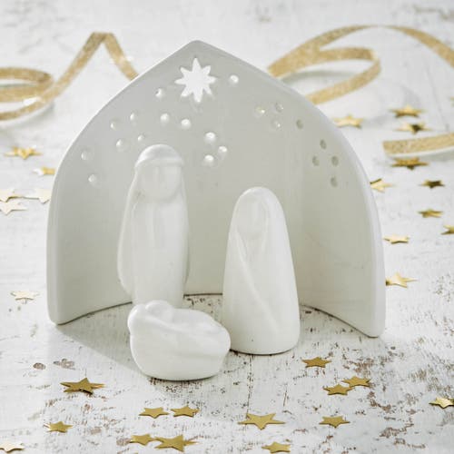 Tag Ceramic Nativity Scene Decorative Holiday Christmas Decor In White