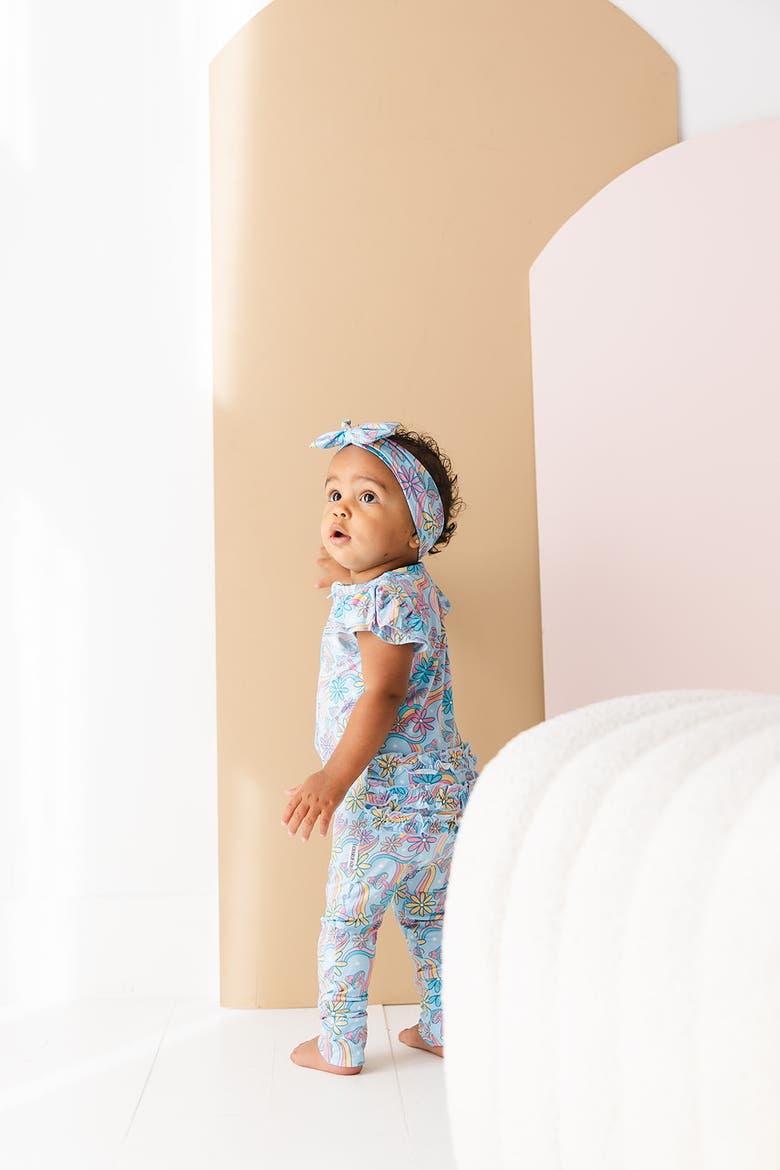 Groovy Fall After All Flutter Sleeve Zip Romper, Alternate, color, Blue