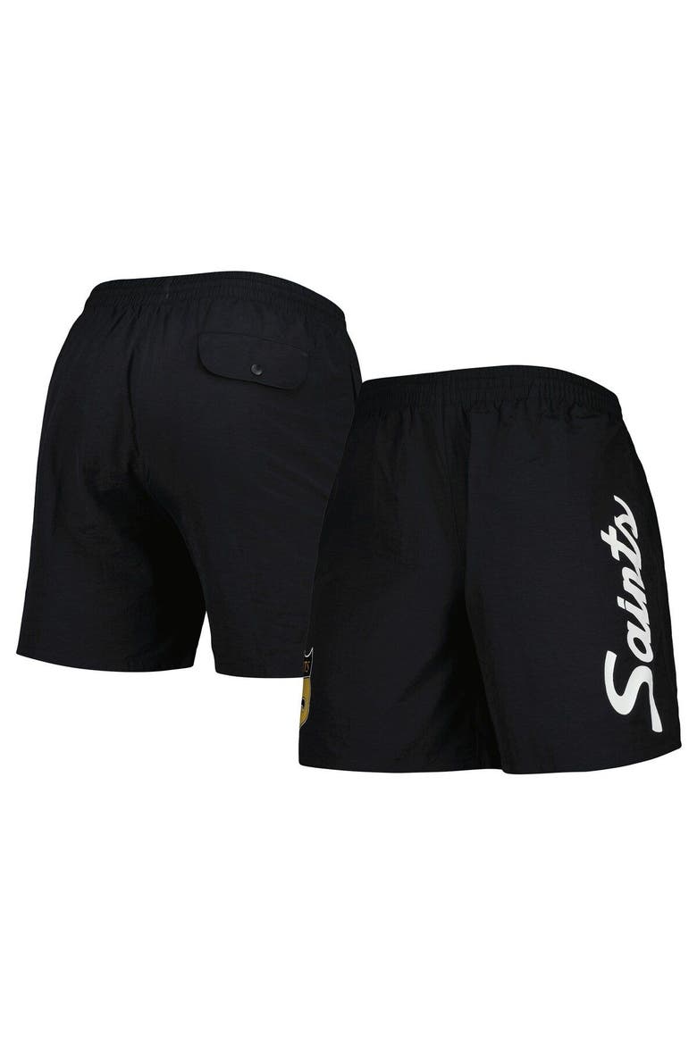 Men's Mitchell & Ness Black New Orleans Saints Team Essentials Nylon Shorts, Main, color, Black