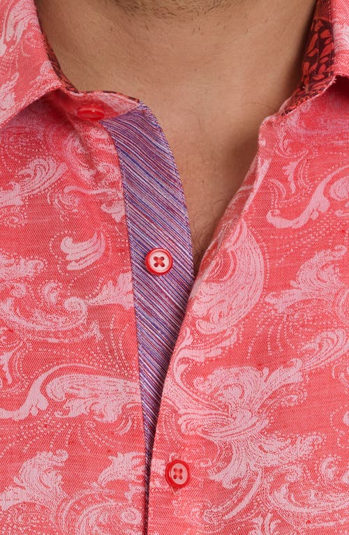Robert Graham Poseidon Classic Fit Linen-blend Shirt In Coral