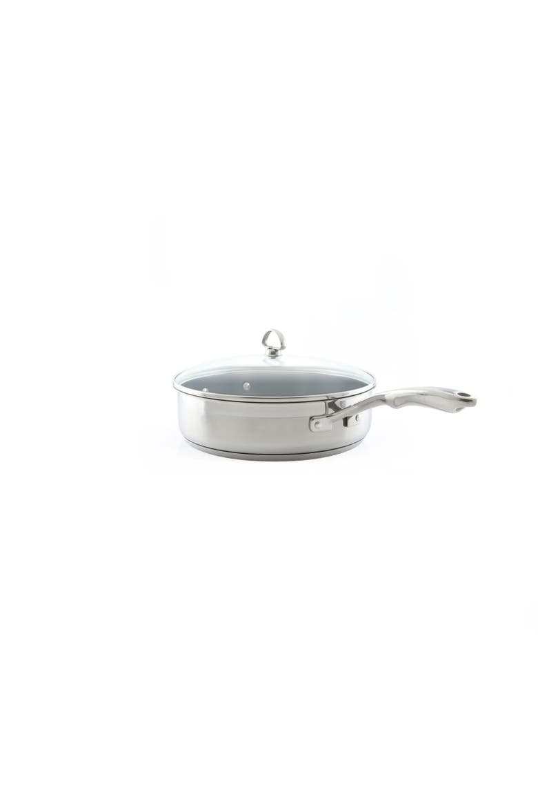 Induction 21 Saute Pan w/ Ceramic Coating & Glass Lid, 5 Quart, Alternate, color, Silver