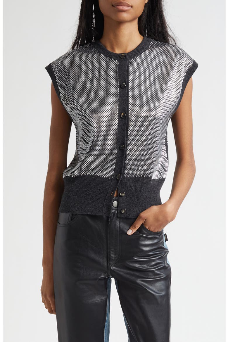 Kirby Bead Embellished Virgin Wool Sweater Vest, Main, color, ANTHRACITE