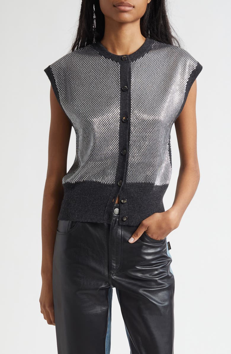 Haikure Kirby Bead Embellished Virgin Wool Sweater Vest, Main, color, Anthracite