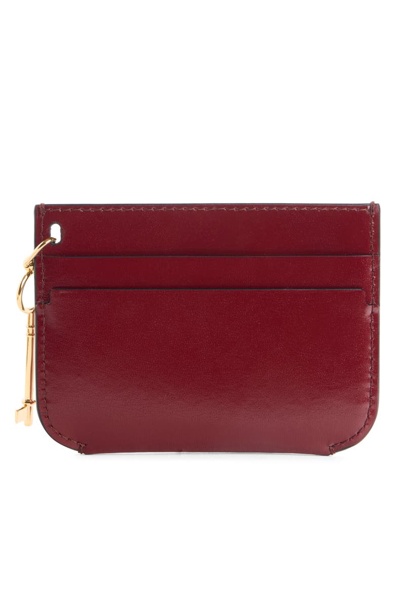 Lucky Charms Leather Card Holder, Alternate, color, AUBERGINE
