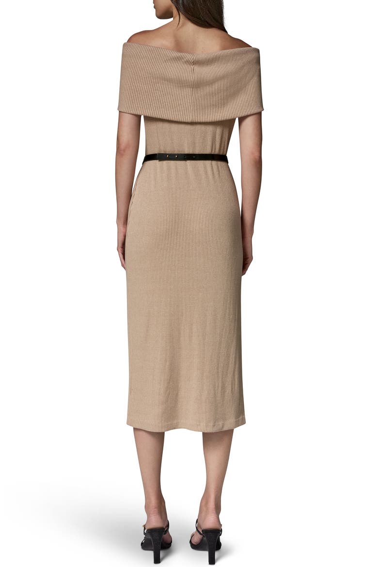 Off the Shoulder Rib Dress, Alternate, color, CAMEL