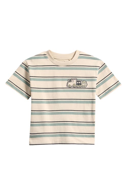 Next Babies' Kids' Stripe Train Cotton T-shirt In Brown