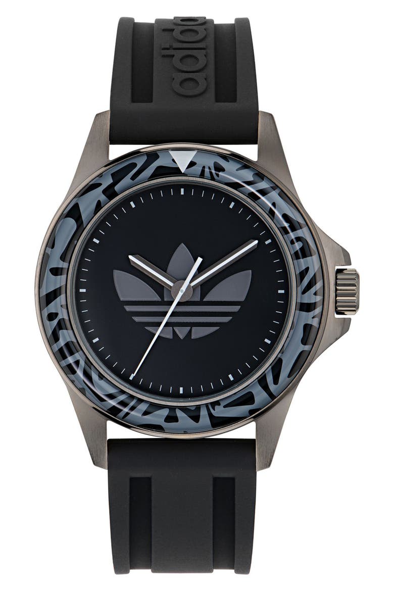 Expression One Silicone Strap Watch, 44mm, Main, color, BLACK
