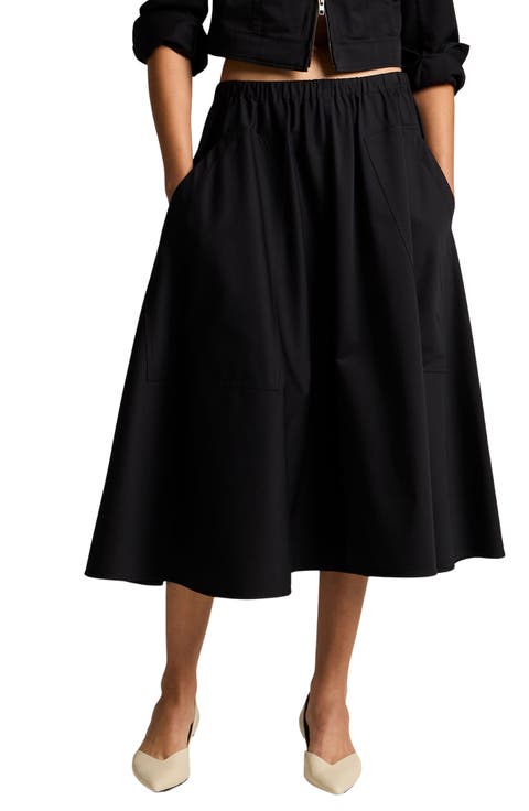 Stretch Cotton Midi Skirt