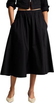 Vince Stretch Cotton Midi Skirt