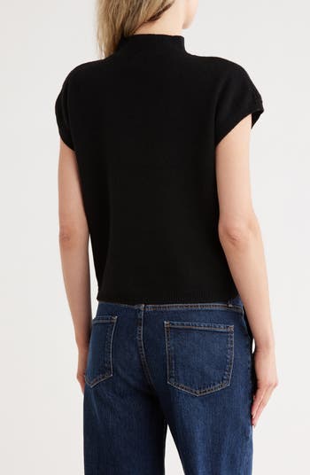 Floral Appliqué Mock Neck Sleeveless Sweater